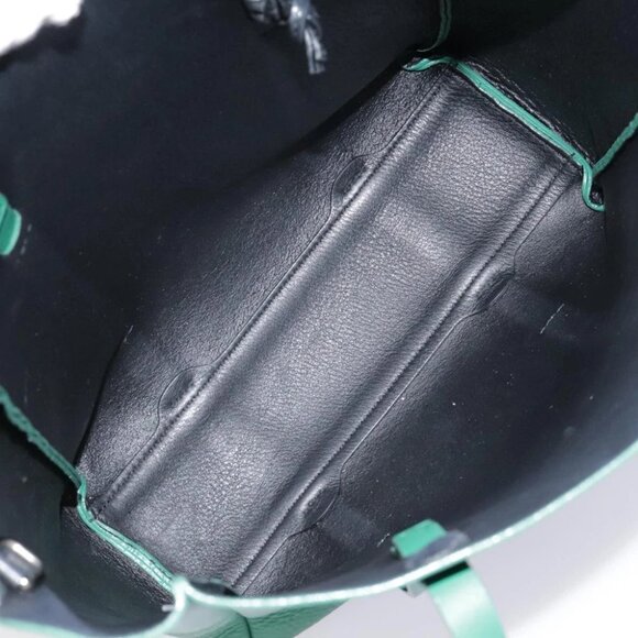 BALENCIAGA Tote Bag Leather 2way Green Silver Auth ep5837 - Picture 12 of 15